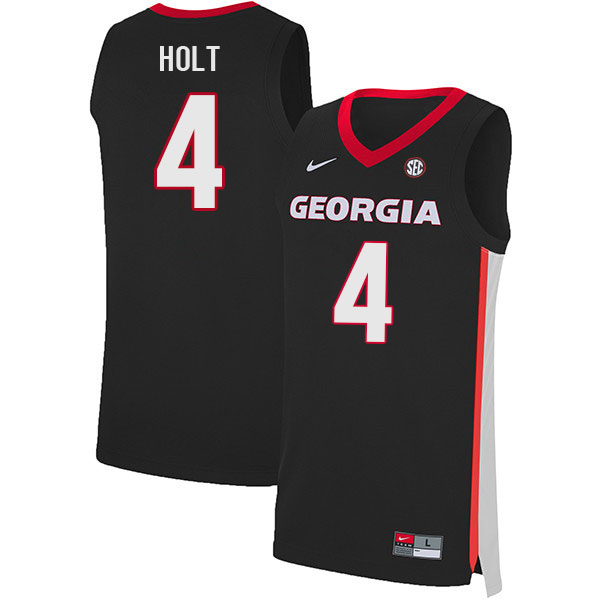 Men #4 Jusaun Holt Georgia Bulldogs College Basketball Jerseys Sale-Black - Click Image to Close
